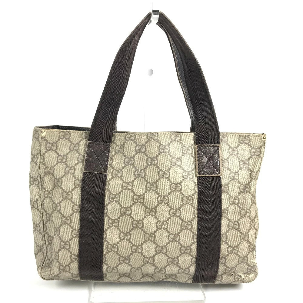 Gucci GG Supreme Bag Tote Handbag Canvas Leather Beige - Picture 2 of 6